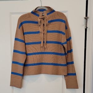 Everlane Striped Lace Up Smock Sweater Medium NWT